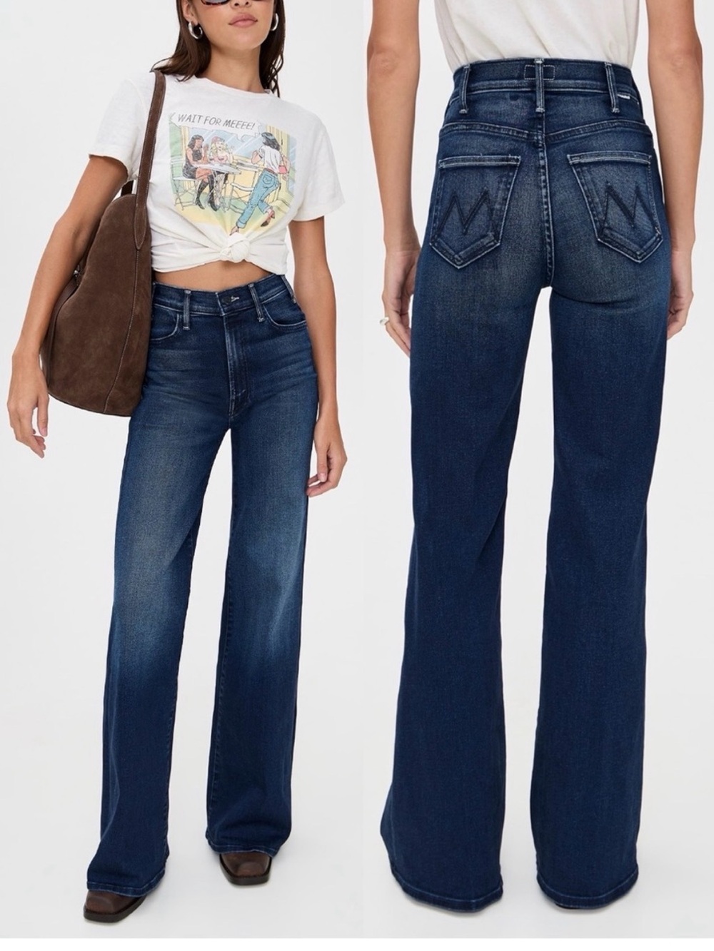 MOTHER Hustler Roller Sneak Jeans Heirloom Blue Size 28